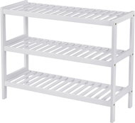 SONGMICS Shoe rack white, bamboo, shelf, 70 × 26 × 55 cm - Shoe Rack