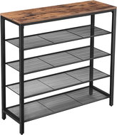 VASAGLE Telescopic shoe rack, brown, laminated, steel 100 × 30 × 92,5 cm - Shoe Rack