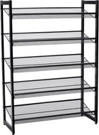 SONGMICS Telescopic shoe rack, black, steel 74 × 30,7 × 104 cm - Shoe Rack