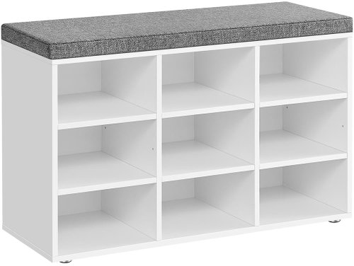 VASAGLE Grey and white shelf shoe rack, laminated construction 78,5 × 30,3 × 48 cm - Shoe Rack - Main image