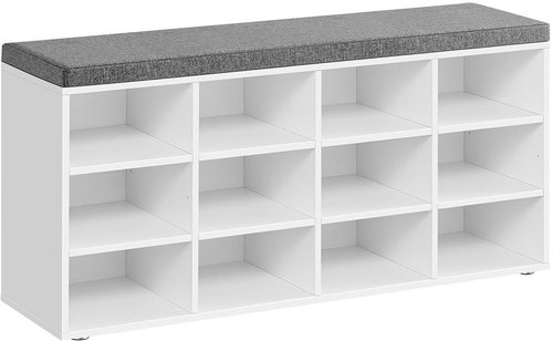 VASAGLE Grey and white shelf shoe rack, laminated construction 104 × 30,3 × 48 cm - Shoe Rack - Main image