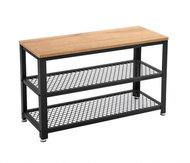 VASAGLE Shoe rack with telescopic shelves, brown-black, laminated steel 73 × 30 × 45 cm - Shoe Rack