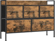 SONGMICS Chest of drawers - brown and white with steel drawers, 98,2 × 29 × 70 cm - Chest of Drawers
