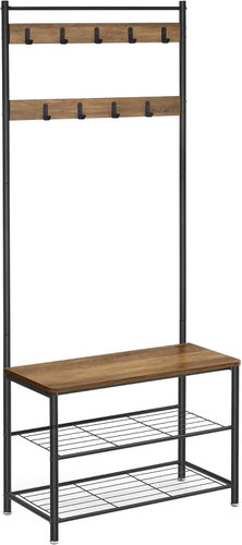 VASAGLE Stand brown, laminate and cast iron, elegant standing design 70 × 32 × 175 cm - Stand - Main image