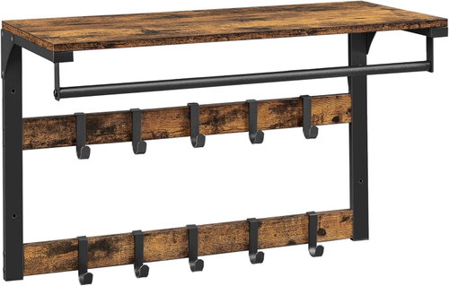 VASAGLE Hanger brown/black, modern, steel, wall design 65 × 30 × 42 cm - Coat Hanger - Main image