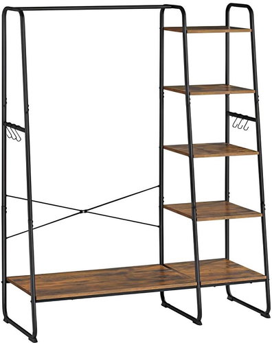 VASAGLE Stand black/brown, modern, steel, with laminated elements 120 × 45 × 160 cm - Clothes Hanger - Main image
