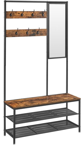 VASAGLE Stand black/brown, robust, modern, steel design 98 × 35 × 180 cm - Clothes Hanger - Main image