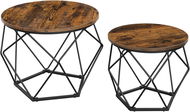 VASAGLE Odkládací stolek hnědý a černý, set 2 ks, kulatý, lamino a ocel 50 × 50 × 40 cm/40 × 40 × 36 - Odkládací stolek