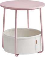 VASAGLE Folding table round, white/pink, steel/lamino 45 × 45 × 50 cm - Side Table