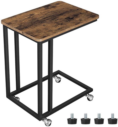 VASAGLE Folding table square, grey/black, steel/lamino, modern design 50 × 35 × 55 cm - Side Table - Main image