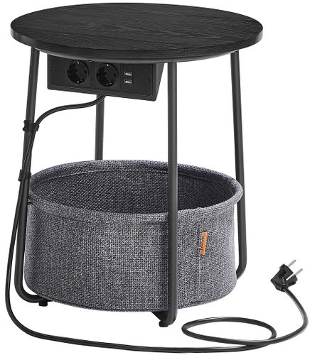 VASAGLE Folding table round, black/grey, laminate/steel, modern design 45 × 45 × 50 cm - Side Table - Main image