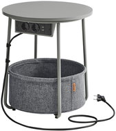 VASAGLE Folding table round, grey, laminate/steel, modern design 45 × 45 × 50 cm - Side Table
