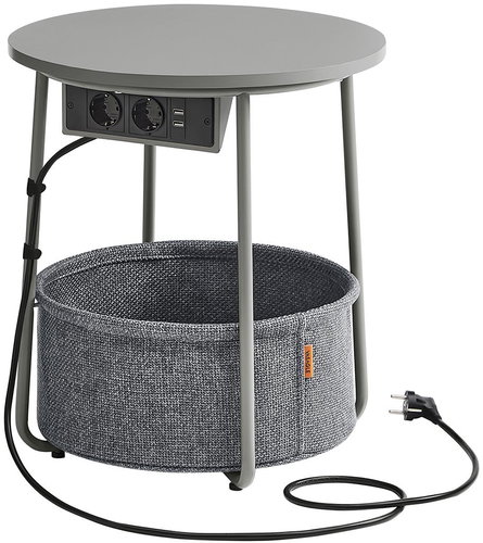 VASAGLE Folding table round, grey, laminate/steel, modern design 45 × 45 × 50 cm - Side Table - Main image