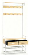 Vasagle Věšák na kabáty s botníkem a dvěma zásuvkami 80 × 181,6 × 30 cm, zlatý dub - Hall Set