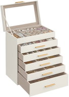 Vasagle Gisela Šperkovnice se skleněným víkem 5 zásuvek 16 × 25 × 29 cm, bílá zlatá - Jewellery Box
