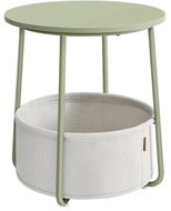 VASAGLE Kulatý odkládací stolek s textilním košem zelená bílá - Side Table