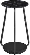 VASAGLE Odkládací stolek se skleněnou deskou kulatý černý mramor - Side Table