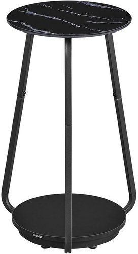 VASAGLE round side table with glass top black marble - Side Table - Main image