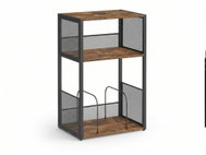 VASAGLE Three-Tier Turntable Stand with Vinyl Record Storage, Brown - Side Table