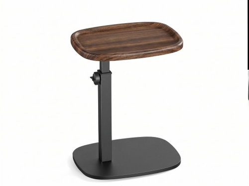 VASAGLE C-shaped sofa side table adjustable height brown - Side Table - Main image