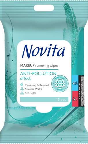 NOVITA Anti-Polution 15 ks - Make-up Remover Wipes - Main image