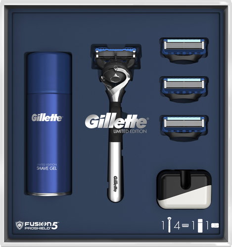 GILETTE Fusion5 ProShield Chill Set + 3× Shaving Heads - Cosmetic Gift Set - Main image