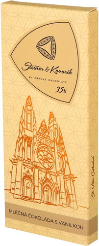 PRAGUE CHOCOLATE Milk Chocolate with Vanilla 35% 50g - Chocolate - Main image
