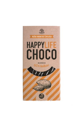 HAPPYLIFE CHOCO Chocolate 60% Dark with Almonds ORGANIC 70g - Chocolate - Main image
