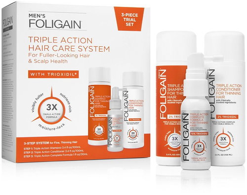 FOLIGAIN Triple Action Travel Set of Anti-Hair Loss Products for Men - Haircare Set - Main image