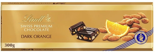 LINDT Gold Tablet Swiss Dark Chocolate with Almonds and Oranges 300 g - Chocolate - Main image