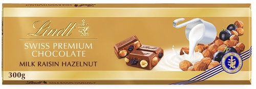 LINDT Gold Tablet Swiss Milk Chocolate with Raisins and Nuts 300 g - Chocolate - Main image