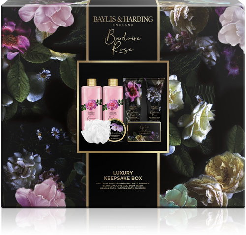 BAYLIS & HARDING Body Care Set with Washing Sponge - Boudoire Rose - Cosmetic Gift Set - Main image
