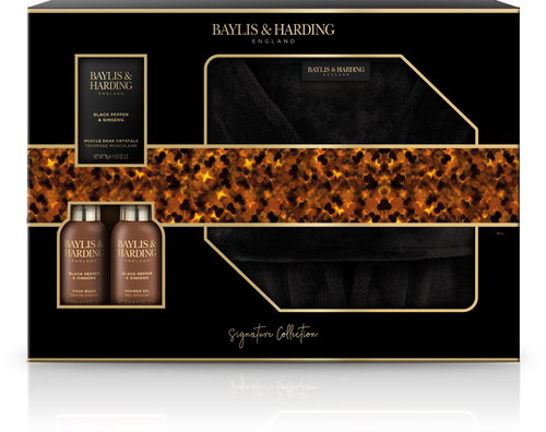 BAYLIS & HARDING Men's Bath Set with Bathrobe - Signature Men's Black Pep - Cosmetic Gift Set - Main image