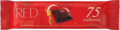 RED - Dark Chocolate Bar with Orange and Almonds 26g - Chocolate - Main image
