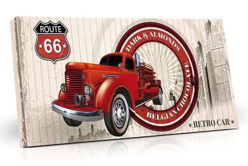 SELLLOT Belgian Dark Chocolate 50% with Almonds Retro Car, Red, 400 g - Chocolate - Main image