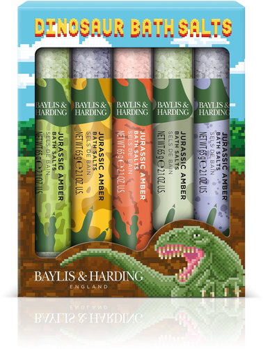 BAYLIS & HARDING Dinosaur Bath Salts Set - Amber 5 × 65 g - Cosmetic Gift Set - Main image