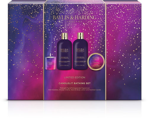 BAYLIS & HARDING Body care gift set with candle 4 pcs - Fig & Pomegranate 650 ml - Cosmetic Gift Set - Main image