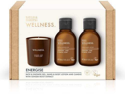 BAYLIS & HARDING Wellness Sada péče o tělo se svíčkou 3 ks - Zázvor Citron & Bazalka 200 ml - Cosmetic Gift Set - Main image