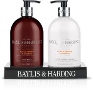 BAYLIS & HARDING Súprava starostlivosti o ruky 2 ks – Čierne korenie & Ženšen 600 ml - Pánska kozmetická súprava