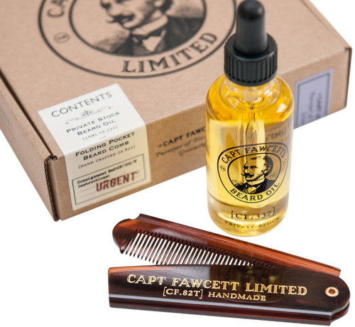CAPTAIN FAWCETT Gift Set Private Stock Beard Oil & Brush 50 ml - Men's Cosmetic Set - Main image