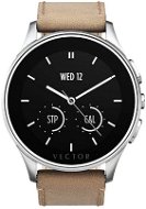 Vector Luna brushed steel with brown leather strap Small Fit - Smart Watch
