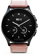 Vector Luna polished black with a brown leather strap - Smart Watch