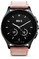 Vector Luna poliert schwarz mit einem braunen Lederband Kleine Fit - Smartwatch