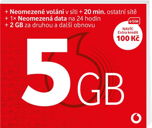 Vodafone Předplacenka 5 GB (eSIM) - SIM Card - Main image