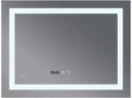MIXXUS Mirror with LED lighting, anti-fog function, brightness control and clock, MR02-80×80 WARM - Mirror