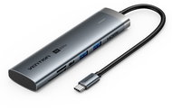 Vention USB-C to HDMI/USB 3.2 Gen 1 Type-C/USB 3.0*2/SD/TF/PD Docking Station 0.15M Gray Aluminum Al - Docking Station