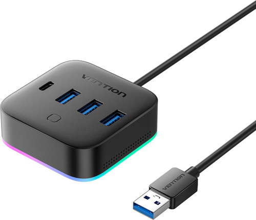 Vention USB 3.0 USB 3.2 Gen 1 Type-C/USB 3.0*3/USB-C-re, Desk Hub 1M Black - USB Hub - Fő fotó