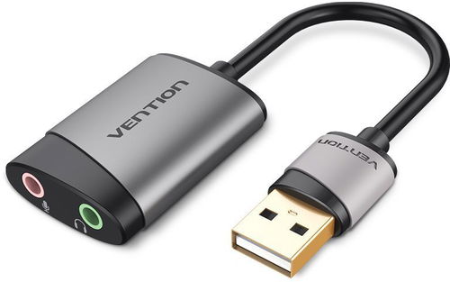Vention USB External Sound Card 0.15M Gray Metal Type (OMTP-CTIA) - Externá zvuková karta - Hlavný obrázok