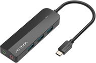 Vention Type-C (USB-C) to 3x USB 3.0 / Micro-B HUB with External Stereo Sound Adapter 0.15M Black AB - Port Replicator