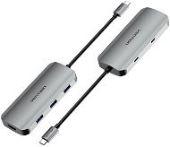 Vention USB-C to HDMI / USB-C 3.2 Gen 1 / USB 3.0 x 3 / PD Docking Station 0.15M Gray Aluminum - Replikátor portů